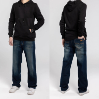 Last Taiwan Jeans 保暖刷毛 中直筒牛仔褲(中藍刷白款)