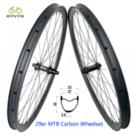 Carbon Wheelset MTB 29 Mountain Bicycle Rim Tubeless 30mm Depth 33mm Width Goldix M370 6bolt Hub Tb2015 Spokes 28H Carbon Wheels