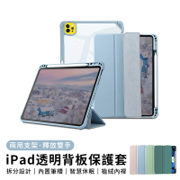 【YUNMI】iPad Pro 11吋 2020/2021版 透明背板帶筆槽支架休眠保護套