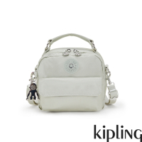 Kipling 低調簡約銀素面拉鍊兩用側背後背包-PUCK