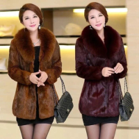 Top Quality M-6XL Oversize Jacket Chic and Elegant Women Fuax Fur Coat Very Warm Windproof Faux Mink