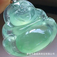 Live Broadcast Supply Wholesale Myanmar Natural Emerald Pendant a Goods 18K High Ice Clear Water Buddha Jade Jewelry with Certif