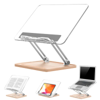 【Ermutek 二木科技】桌上型多功能可折疊閱讀書架/手寫板/筆電平板支架(透明壓克力面板/DM-038)