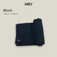 MRLY - Plain Paris Japan Hijab Square Segiempat Bahan Paris Jepang Jilbab Wanita 110x110cm Black