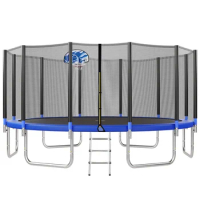 Trampoline, 16FT for Kids with Safety Enclosure Net, Basketball Hoop and Ladder, Easy Assembly Round Recreational, Trampoline