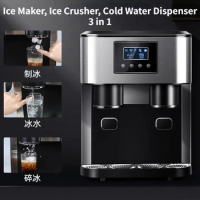 Ice Maker Machine 220V/110V Small Automatic Home Round Ice Crusher, Cold Water Dispenser 3 in 1