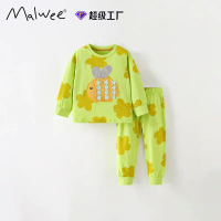 MALWEE Setelan Piyama Anak Import 1-5T Baju Anak Bee Baju Tidur Panjang Perempuan Cotton Premium