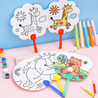 Diy Kipas Mewarnai Motif Astronot Dinosaurus Singa Beruang Paus Lucu Mainan Edukasi Anak Mewarnai Ki