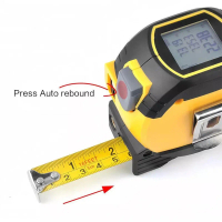 3 in 1 laser tape measure with large LCD screen, digital laser distance meter that measures at a rat