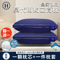買一送一【Hilton 希爾頓】皇家御用莫代爾獨立筒枕/深藍色(枕頭/獨立筒枕/紓壓枕)(B0120-N)