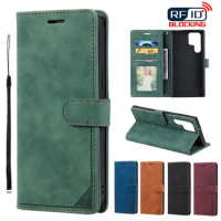 Wallet Anti-theft Brush Photo Frame Leather Cover For Samsung Galaxy S24 Ultra S23 Ultra S22 Plus S21 S20 FE S10 S9 S8 Plus Case