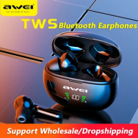 Awei T15P Bluetooth Earphones Wireless Earbuds Headphones Gamer HiFi Touch Control With Microphone Sports Earhook Earphone