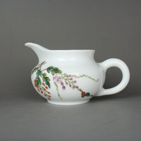 慎德堂全手繪粉彩花卉公道杯 手工茶具精品景德鎮陶瓷器收藏品