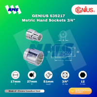 Kunci Shock GENIUS 635217 Hand Sockets 3/4\ x 17mm 12pt. L=51mm"