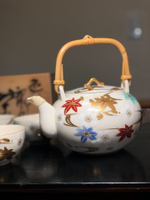 日本中古回流 清水燒金蒔繪金彩提梁壺茶具 茶壺茶杯套一壺五杯