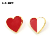 HALDER Red Heart Enamel Pin Romantic Love Brooch Denim Jackets Bags Lapel Pins Cartoons Badge for Women Men Friend Jewelry Gift