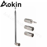 New FM Telescopic Antenna 75 Ohm FM Antenna F-Type Male Plug with Connector For Indoor TV AM FM Radio Stereo Receiver Wave
