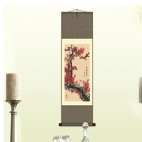 1pc Traditional Silk Art Home /Office Decoration Chinese Silk Scroll Plum Blossom Gongbi Painting SG01