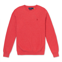 Polo Ralph Lauren RL 熱銷刺繡小馬針織棉質大學T恤-玫瑰紅色