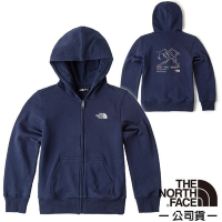 【The North Face】童 MOUNTAIN GRAPHIC 機能性保暖透氣長袖連帽外套.休閒夾克_88H4-8K2 海藍