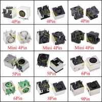 5pcs Mini Din 3 4 5 6 7 8 9 Pin Female Din Sockets MD-SM Shield Right Angle Through Holes PCB Circular Receptacle Connector