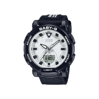 CASIO卡西歐 BABY-G 戶外時尚 活潑大膽 輕鬆舒適 環保布質錶帶 個性黑 雙顯系列 BGA-310C-1A_41.8mm