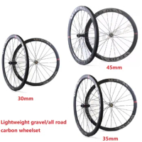 T800 light weight 700C Gravel bike carbon Wheelset,road disc brake all road carbon wheels,30/35/45mm tubeless ready