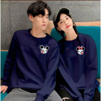 Kaos Couple Lengan Panjang Logo Mickey And Minnie Mouse / Baju Couple Pasangan / Atasan Couple Isi 2