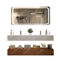Mirror Cabinet Combination Simple Marble Double Basin Wash Basin Washstand Mirror Cabinet