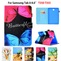 SM-T350 Case For Samsung Galaxy Tab A 8.0"T350 T355 P350 P355 SM-T355 Cover Smart Case Fashion Print Funda Tablet Stand Shell