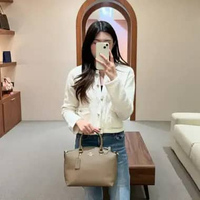 Tas COACH SADIE GHW TAUPE GRAINED LEATHER SATCHEL BAG WITH LS 100% ORIGINAL 24X11X22CM