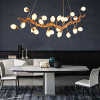 Creative Glass Aluminum LED Chandeliers Living Room Home Decoration Ceiling Lights Nordic luxury Retro Furniture Pendant lights