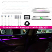 Car Door Dashboard Decorative Lamp Led Neon Ambient Light For BMW X3 2011-2022 Luminous Emblem Door Strip Lighting