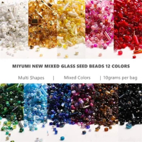 500Pcs Japan Miyuki Seed Beads Mixed Delica Round Glass Beads Mix Colors and Size Glass Twist Bugle Tube For Clothing Accessory