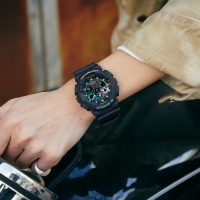 CASIO 卡西歐  G-SHOCK新古典金屬質感雙顯手錶_黑X綠X棕_GA-100RC-1A_51.2mm