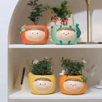 Succulent Flower Pot Mini Resin Plant Pot Cute Planter Bonsai Plant Holder Cartoon for Home Office Desktop Table Ornament