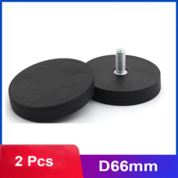 2Pcs Strong Round Rubber Coated Neodymium Pot Magnet With External Thread D66mm Stud For Car Roof Light Bar Phone Holder Bracket