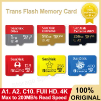 SanDisk Micro SD Card 64GB 128GB 256GB 512GB 1TB Trans Flash Card A1 A2 C10 U3 4K 5K HD for Game DJI Camera Phone Memory Card