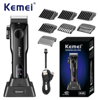 Kemei Hair Clipper Professional Hair Trimmer LED Display Barber Clipper Electric Hair Cutting Machine with Charging Base KM-5082