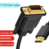 Driver-free Plug and Play HDMI Male To VGA Male HDMI Compatible Cable To VGA Adapter Digital To Analog for Computer Laptop