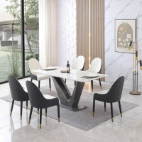Dining Table Base In Gold Finish With 6 Pcs Chairs Dining Chair Nordic Furniture Designer Ergonomics Chair Lounge Chair Accent