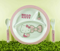 【震撼精品百貨】Hello Kitty 凱蒂貓 美耐皿托盤附餐具 粉【共1款】 震撼日式精品百貨