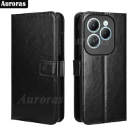 Auroras For Infinix Hot 40 Pro Flip Case With Lanyard Card Pocket Wallet Magnetic Leather Back Cover For Infinix Hot 40 Shell