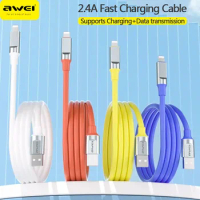 Awei CL-206 USB Cable for iPhone14 12 11 Pro Max Xiaomi Samsung Huawei 5A Fast Charging Cable Quick Charge USB Data Line