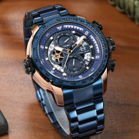 Evans Jayden Jam Tangan Pria 9466 Rantai Stainless Steel Chronograph Water Resistant 5 ATM Watches