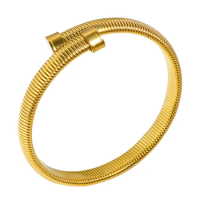 Fashion Classic Bangle Hip Hop Round Thread Bracelet for Women Men 18 k Gold Color Elastic Cufflinks Bangle Jewelry