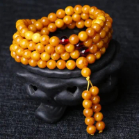 Natural Honey Wax Multi Circle Bracelet Original Stone 108 Buddha Beads Chicken Oil Yellow Bracelet Male