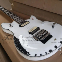 White Electric Guitar Vintage Body Rosewood Fingerboard Shell Inlay Tremolo Bridge HH Pickups Cut-off Switch