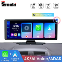 10.26'' Car Dash Cam 4K ADAS Wireless CarPlay Android Auto GPS Navi Video Recorder Monitor Multimedia Rearview Camera Dashboard