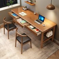 實木書桌加長版長條桌子家用辦公電腦學習會議桌雙三人寫字桌電競